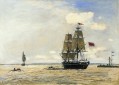 Norwegische Marineschiff Verlassen des Hafens von Honfleur Schiff Seestück Johan Barthold Jongkind